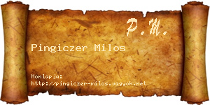 Pingiczer Milos névjegykártya